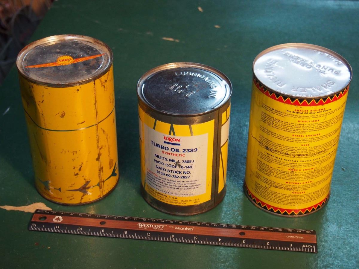 Aeroshell 65 Shell Aeroshell 65 Tin Full, Shaler Rislone Tin Full, Exxon Turbo Oil ...