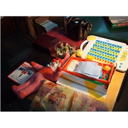 Lot Of Games, And Misc. (Vintage Monopoly Board, Magnovox, Chalk Board)