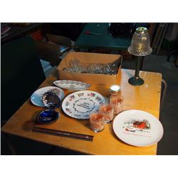 Lot Of Misc, Shell Ashtray, Candles, Commemorative Plates