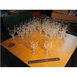 Large Set Of Matching Crystal Goblets (12 Large, 12 Medium)
