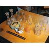Image 1 : Assorted Glasses And Glass Candlestick Holder, Lamp, Tin