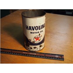 Oil Quart Tin, Texaco Havoline Motor Oil