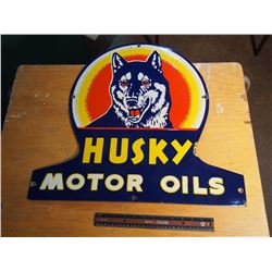Husky Motor Oil Porcelain Sign, Reproduction