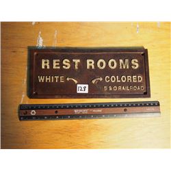 Metal Segregation Restroom Sign (B&O Railroad)