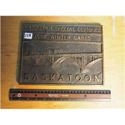 Canadian Special Winter Olympics Saskatoon (1992 Metal Plaque)
