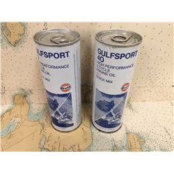 Gulf Gulfsport 2-cycle Engine Oil Cans, (2), Unopened