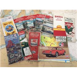 Lot Of Vintage Road Maps (B/A, Texaco, Mobil, Gulf, Flying A, Etc.)