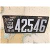 Image 1 : 1919 Saskatchewan Porcelain Licence Plate