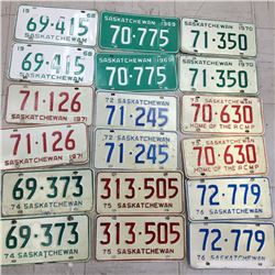 Saskatchewan Licence Plates, Matching Sets (9) (‘68-’76)