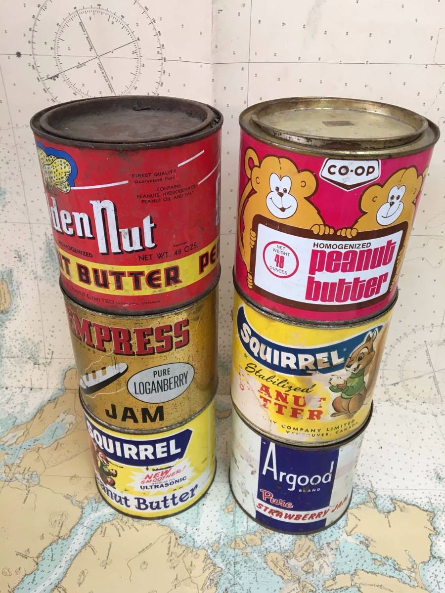 Lot Of Vintage Peanut Butter & Jam Tins (6) Bodnarus Auctioneering