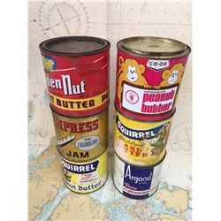 Lot Of Vintage Peanut Butter & Jam Tins (6)
