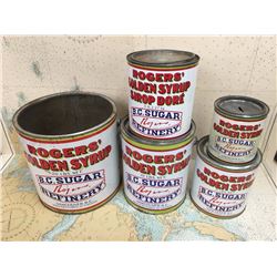 Lot Of Vintage Roger's Syrup Tins (5)