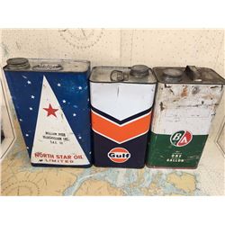 Lot Of Rectangle Oil Cans (3) (Gulf, Northstar, B/A)