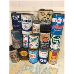 Lot Of Oil Tins And More (Texaco, Esso, Quaker State, B/A, Shell, Etc.)