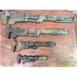 Lot Of Antique Monkey Wrenches (4)