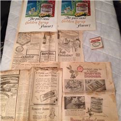 Misc. Ads 1920’s, (Squirrel Peanut Butter, Rogers Syrup) Plus Recipe Book