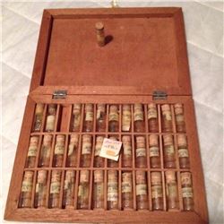 Wooden Case Of Mini Bottles (36), W/ Tiny Parts