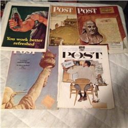 1940’s Saturday Evening Post Magazines (5) (Ads Coca- Cola)