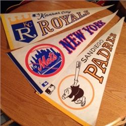 Vintage Sport Pennants (3) (Baseball) 1960’s