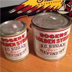 Rogers Golden Syrup Tins (2) (10lb, 20lb) With Smoke