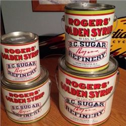 Set Of (4) Rogers Syrup Tins (5, 10, 10, 20 LB) No Smoke