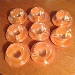 Fire King Peach Lustre Cup & Saucers (8)