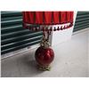 Image 5 : Fancy Red Electric Lamp W/ Matching Shade 40”, Working