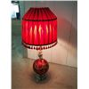 Image 6 : Fancy Red Electric Lamp W/ Matching Shade 40”, Working
