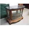 Image 2 : Marble Topped, Curved Glass Cabinet, W/ Lions Paw Feet, 46”x37”x19”