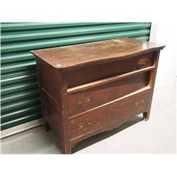 Antique Wooden 3 Drawer Dresser, Needs Work (Missing Hardware), 42”x21”x32”