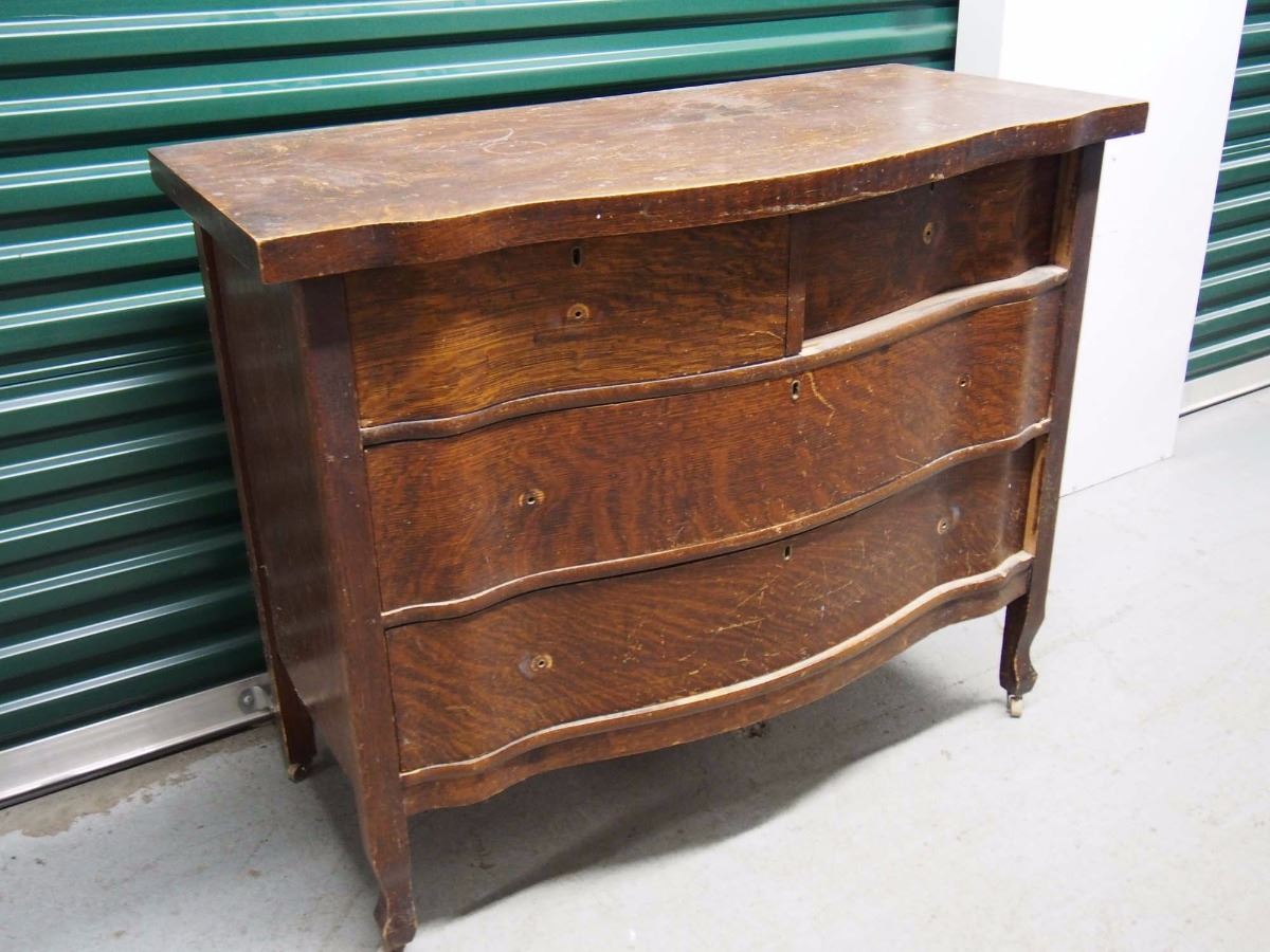 Antique Wooden 4 Drawer Dresser, Needs Work (Missing Hardware), 42”x21
