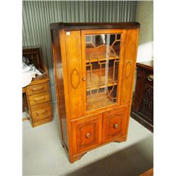 Antique Wooden China Cabinet With Glass, 33”x13”x59”