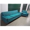 Image 2 : Retro Teal Couch And Chair