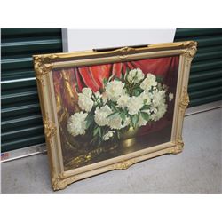 White Flower Picture With Frame, 36”x30”
