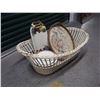 Image 2 : Wicker Basket W/ Trays And Enamelware