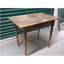 Antique Wood Desk (Crack In Centre), 34”x29”x23”