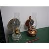 Image 1 : Two Oil Lamps (2) (One Brass, One Glass)
