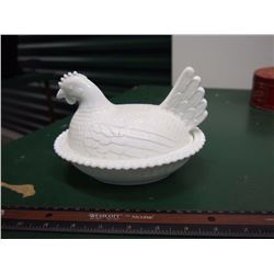 Milk Glass Hen on a Nest