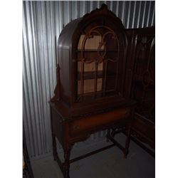 Antique Wood Cabinet With One Drawer, 34”x17”x66”