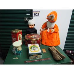 Lot Of Dolls And Tins