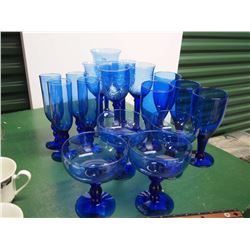 Lot Of Blue Glassware, (4) Sets Of Four, W/ Extra