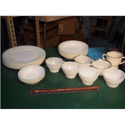 Lot Of Milk Glass Dishware (Cups, Plates, Bowls, Etc) (A And H, Fire King)