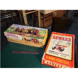 Western Toys, Reward Board Game, Overland Stage Coach Tin Toy