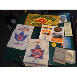 Lot Of Misc. (Saskatoon Motor Patrol Flag, Saskatoon Fire Dept Patch, Alberta Sugar Sack, Map Of SC)