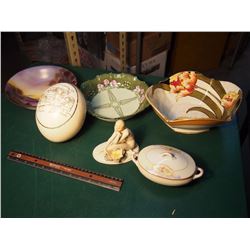 Lot Of Decorative Dishware W/ Christmas Decoration And Figurine