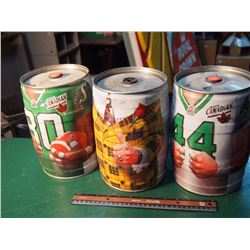 Lot of Molson Canadian Bubba Cans (3): Saskatchewan Roughriders (2), Don Cherry)