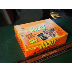 Complete Box of 1988 0-Pee-Chee Hockey Yearbook Stickers with Album.