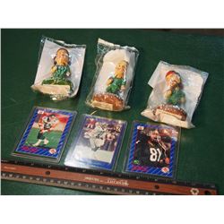 Lot of Wiser's Saskatchewan Roughriders Bobbleheads & Accompanying Football Cards (3)