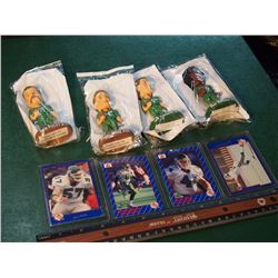 Lot of Wiser's Saskatchewan Roughriders Bobbleheads & Accompanying Football Cards (4)