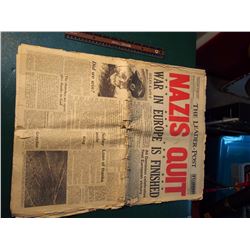 “Nazis Quit” - The Leader Post, Monday, May 7th 1945 Newspaper